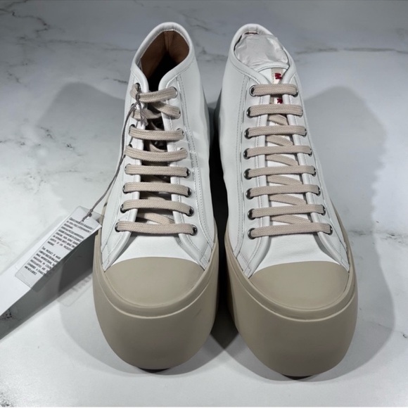 Marni Pablo High Top Logo White Leather Sneakers - Picture 5 of 12